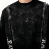 Black Galaxy Sweatshirt Men | Silver Hot Stamping + Rhinestone + Spray + Raw Edge | B2B Wholesale