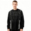 Black Galaxy Sweatshirt Men | Silver Hot Stamping + Rhinestone + Spray + Raw Edge | B2B Wholesale