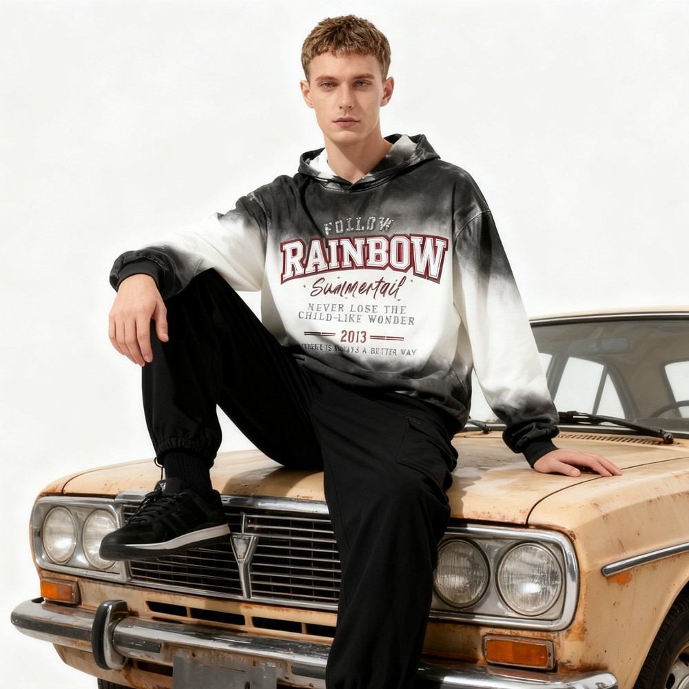 Gradient Hooded Hoodie Men