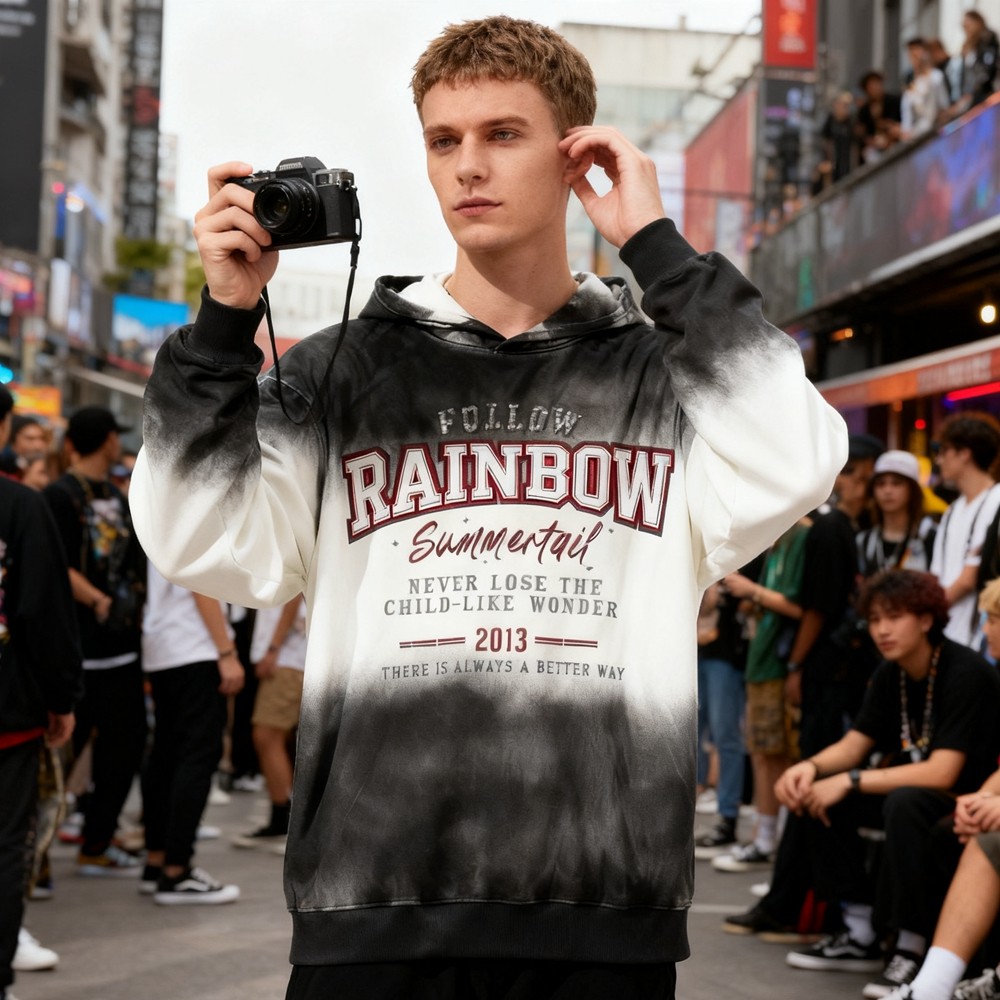 Gradient Hooded Hoodie Men