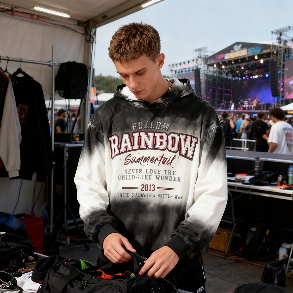 Gradient Hooded Hoodie Men