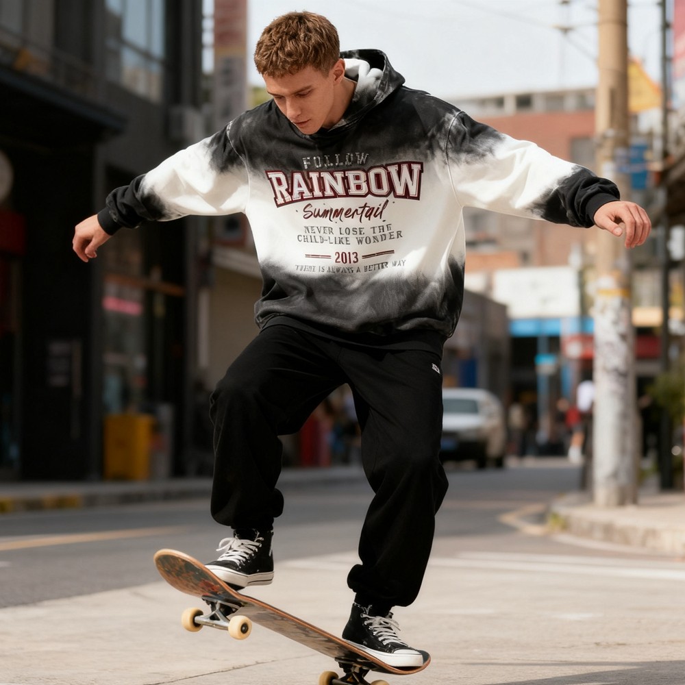 Gradient Hooded Hoodie Men