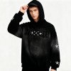 Men's Black Gradient Spray Hoodie | Spray + Rhinestones + Applique | Custom Streetwear Manufacturer
