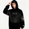 Men's Black Gradient Spray Hoodie | Spray + Rhinestones + Applique | Custom Streetwear Manufacturer