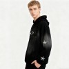 Men's Black Gradient Spray Hoodie | Spray + Rhinestones + Applique | Custom Streetwear Manufacturer