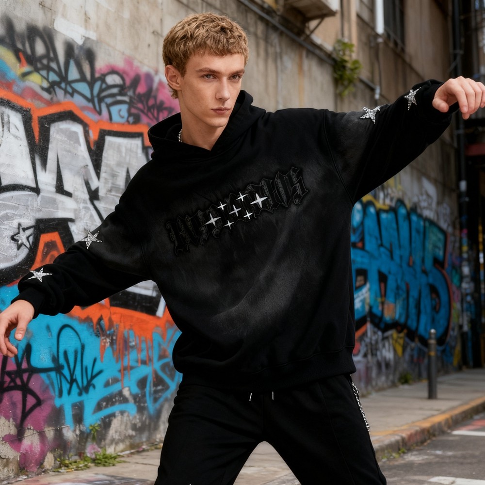 Men's Black Gradient Spray Hoodie