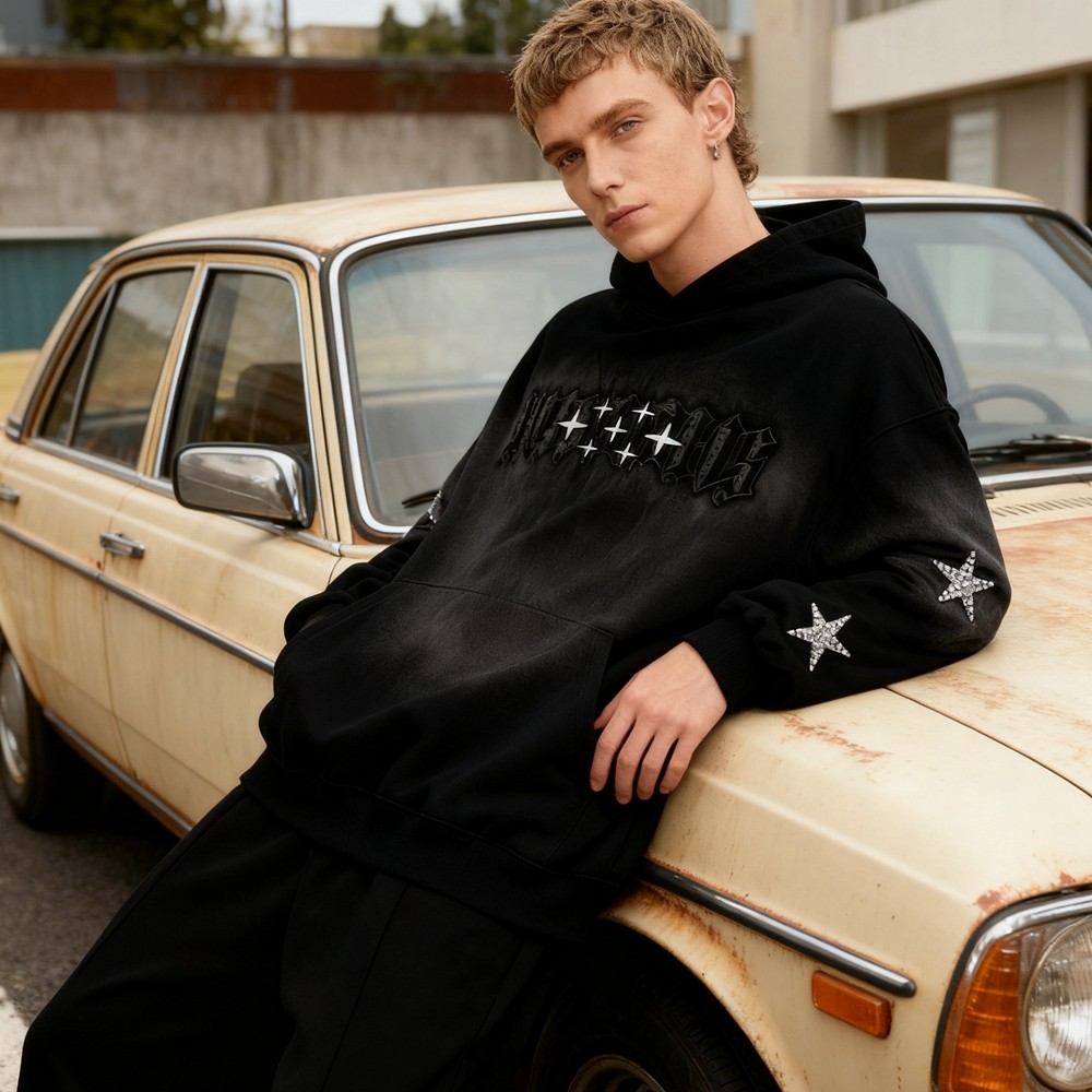 Men's Black Gradient Spray Hoodie