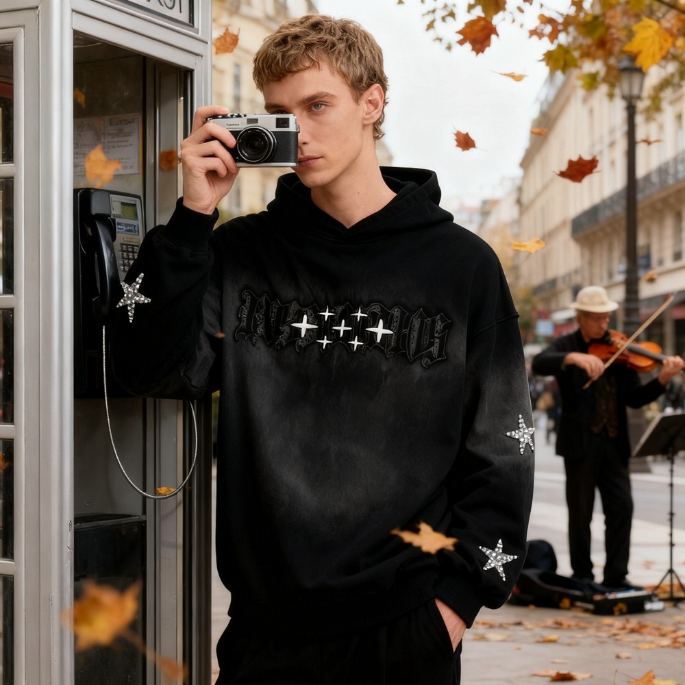 Men's Black Gradient Spray Hoodie
