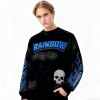 Skull Flame Hoodie Men | Spray + Embroidery + Rhinestone | Street Fashion | Custom Clothing