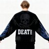Skull Flame Hoodie Men | Spray + Embroidery + Rhinestone | Street Fashion | Custom Clothing