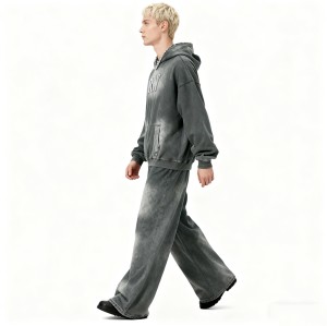 Men's Acid Wash Hooded SweatSuits | Acid Washed + Spray + Rhinestone | Streetwear Manufacturer