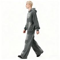 Men's Acid Wash Hooded SweatSuits | Acid Washed + Spray + Rhinestone | Streetwear Manufacturer