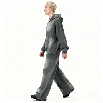 Men's Acid Wash Hooded SweatSuits | Acid Washed + Spray + Rhinestone | Streetwear Manufacturer