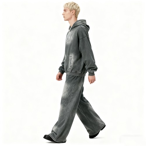 Men's Acid Wash Hooded SweatSuits | Acid Washed + Spray + Rhinestone | Streetwear Manufacturer