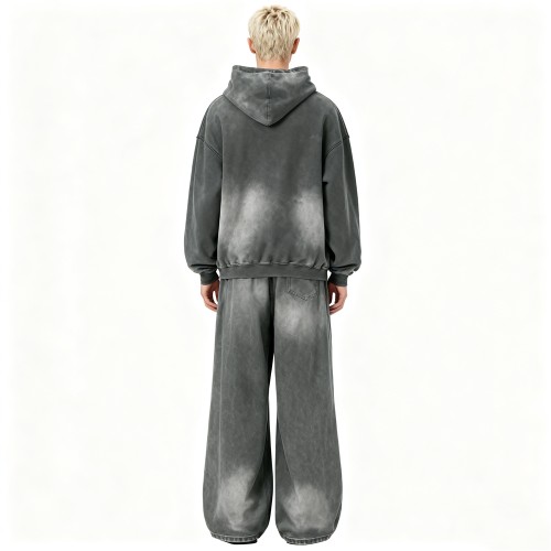 Men's Acid Wash Hooded SweatSuits | Acid Washed + Spray + Rhinestone | Streetwear Manufacturer