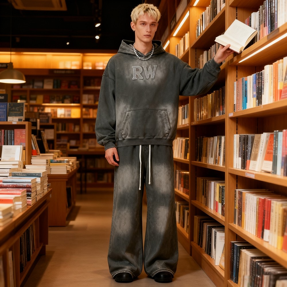 Men's Acid Wash Hooded SweatSuits