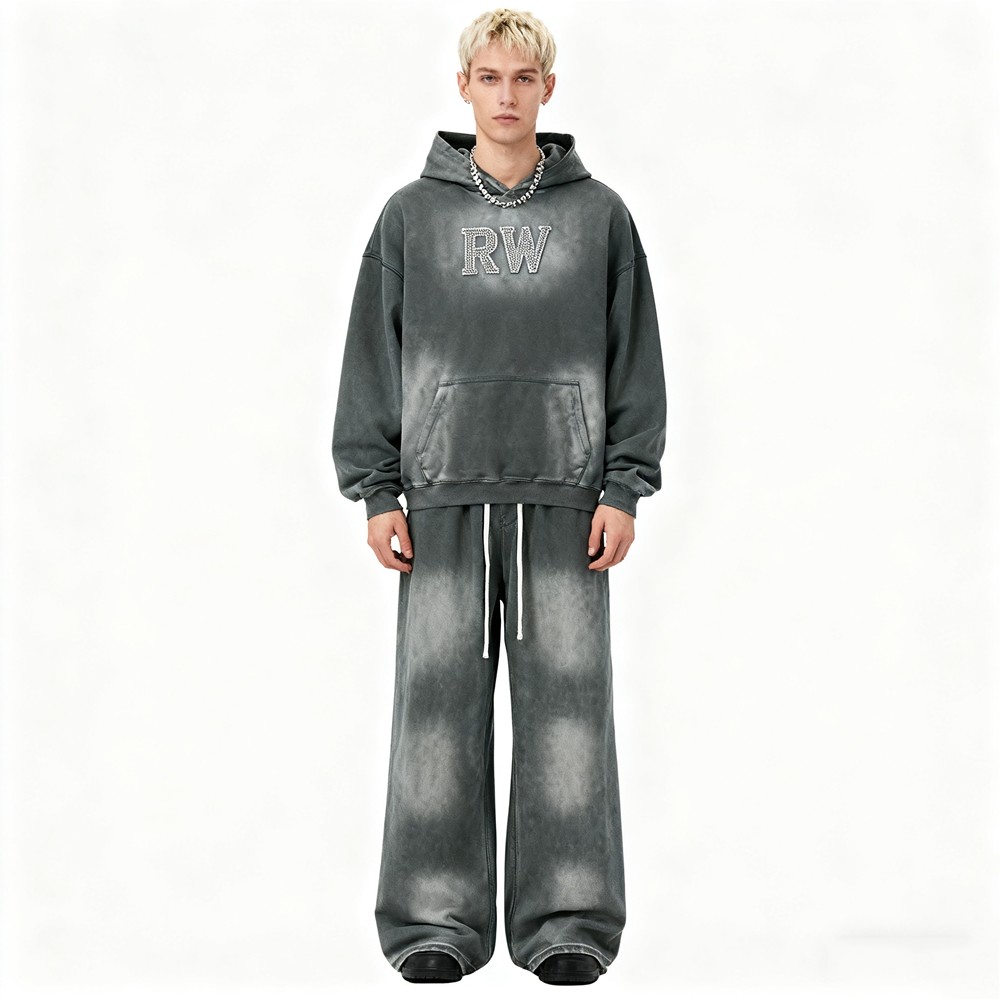 Men's Acid Wash Hooded SweatSuits