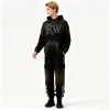 Men's Black Trendy Hoodie Set | Spray + Rhinestone | Street Fashion| Streetwear Manufacturer