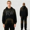 Men's Black Trendy Hoodie Set | Spray + Rhinestone | Street Fashion| Streetwear Manufacturer