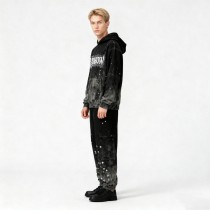 Acid Wash Hoodie Set Men | 100% Cotton | Wash + Spray+ Rhinestone | OEM Streetwear