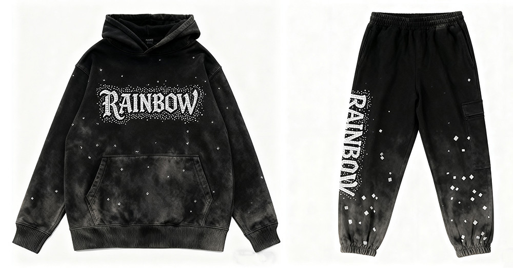 Acid Wash Hoodie Set Men