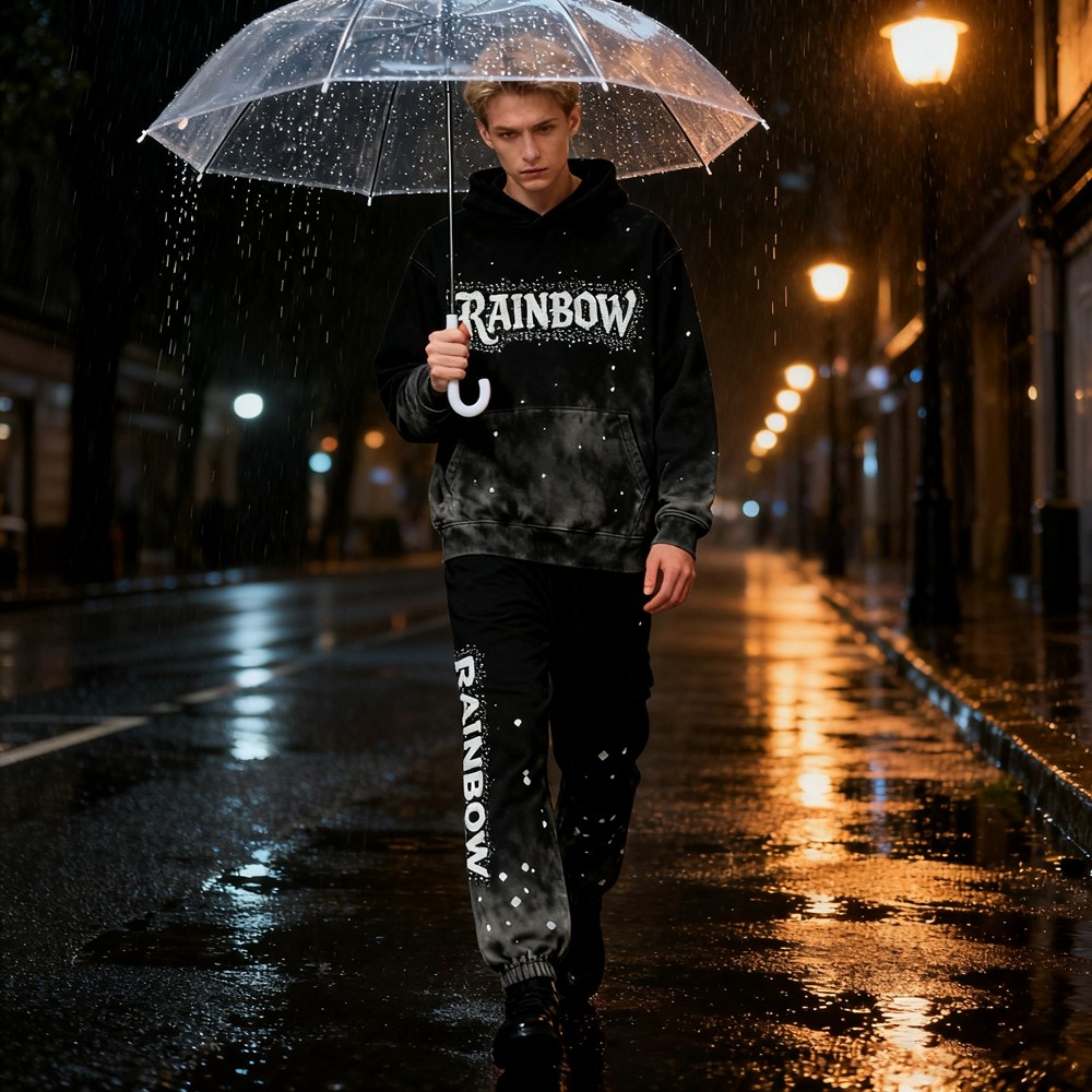 Acid Wash Hoodie Set Men