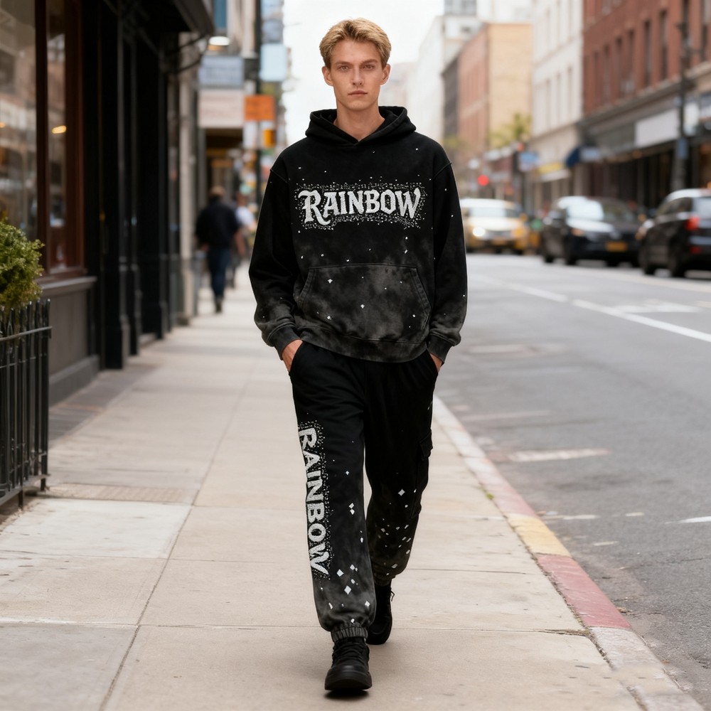 Acid Wash Hoodie Set Men