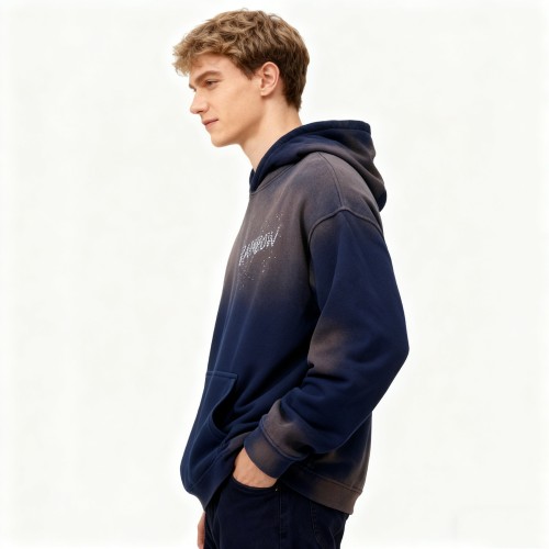 Spray Rhinestone Hooded Sweatshirt Men | 100% Cotton | Streetwear | B2B Wholesale