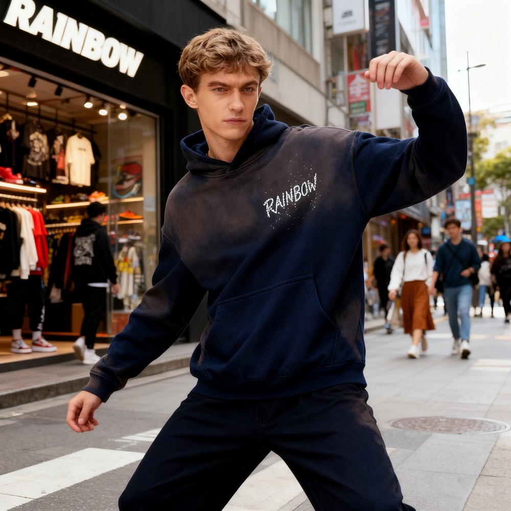 Spray Rhinestone Hooded Sweatshirt Men