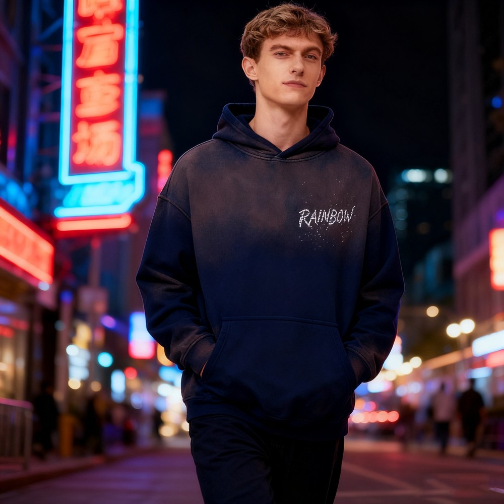 Spray Rhinestone Hooded Sweatshirt Men