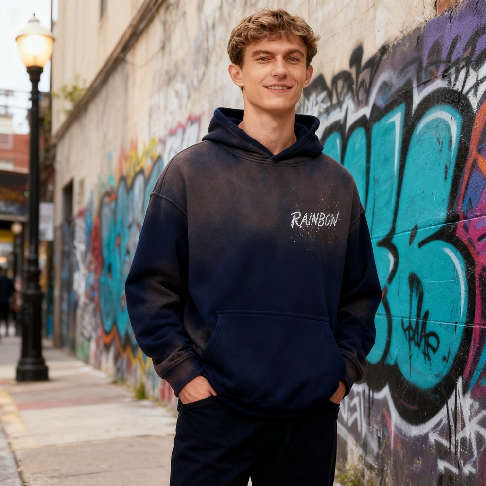 Spray Rhinestone Hooded Sweatshirt Men