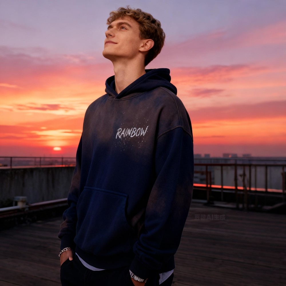 Spray Rhinestone Hooded Sweatshirt Men