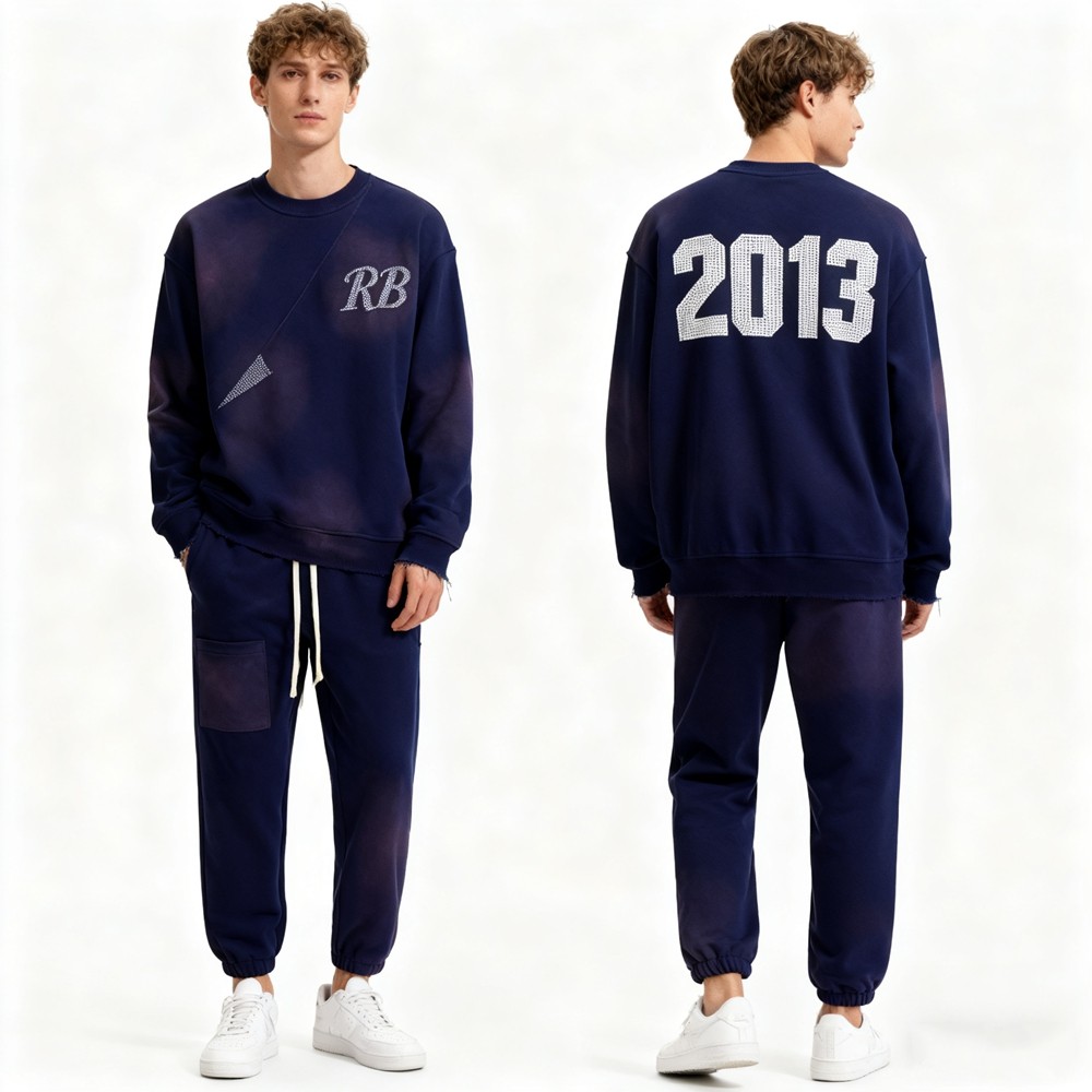 Rhinestone Tracksuit Men