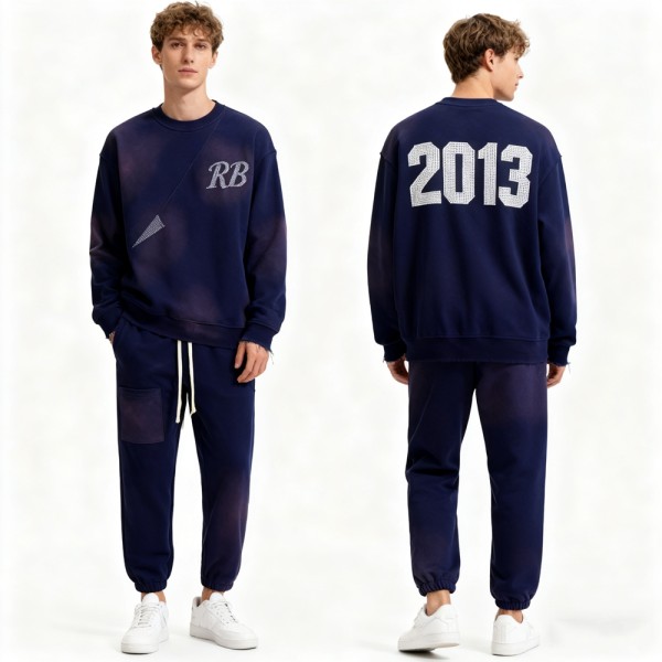 Rhinestone Tracksuit Men | Spray + Rhinestone | Streetwear | B2B Wholesale