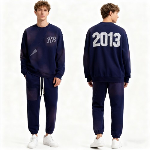 Rhinestone Tracksuit Men | Spray + Rhinestone | Streetwear | B2B Wholesale