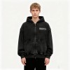 Acid Wash Rhinestone Zip-up Hoodie Men | Washed + Rhinestone | 100% Cotton | Custom Streetwear