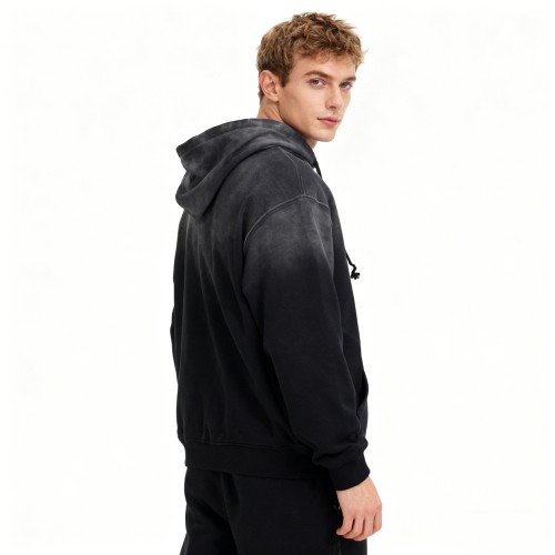 Men's Rhinestone Hooded Hoodie | Rhinestone + Spray | 100% Cotton | Streetwear B2B Custom Apparel