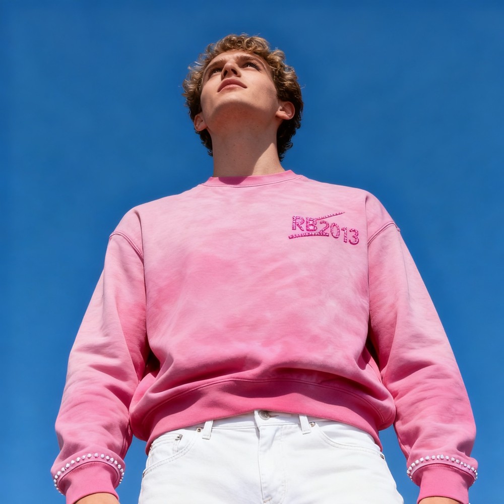 Men's Pink Acid Wash Sweatshirt