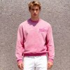Men's Pink Acid Wash Sweatshirt | Spray + Rhinestone | 100% Cotton | OEM Streetwear