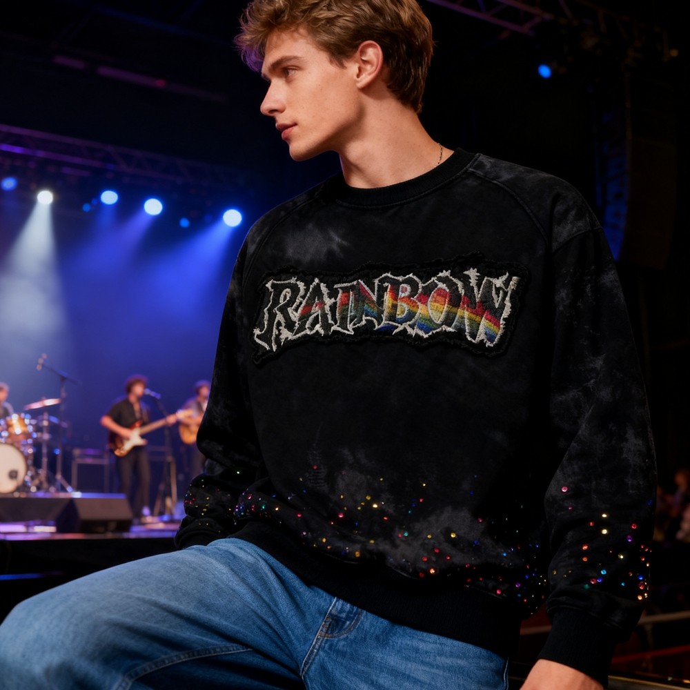 Men's Colorful Rhinestone Sweatshirt 