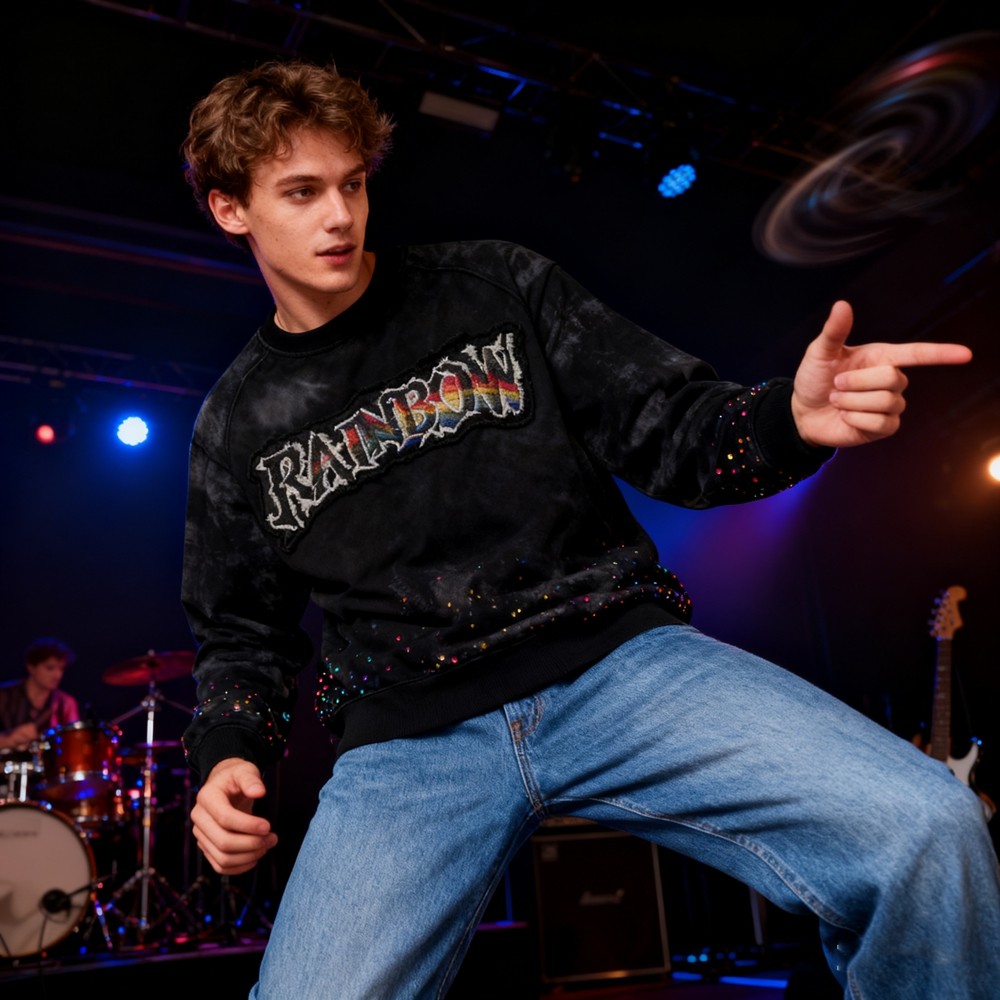 Men's Colorful Rhinestone Sweatshirt 