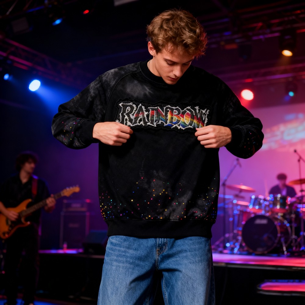 Men's Colorful Rhinestone Sweatshirt 