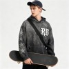Vintage Acid Wash Hoodie Men | Rhinestone Stars + Patch Embroidery | Streetwear