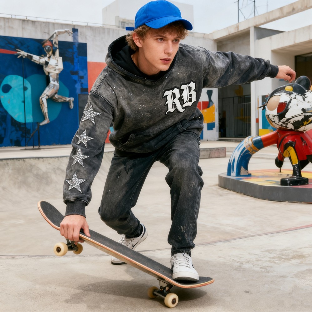 Vintage Acid Wash Hoodie Men