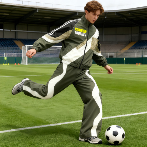 Men's Color-Block Tracksuit | Athletic Jacket & Pants Set | Custom Streetwear Manufacturer