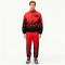 Red Black Flame Print Tracksuit | Men's Sporty Jacket Pants Set | Custom Streetwear | OEM Streetwear
