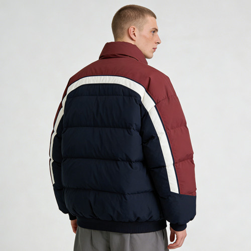Men's Color Block Puffer Jacket | Stylish Quilted Winter Coat | Warm Padded Outerwear | Custom Streetwear Manufacturer