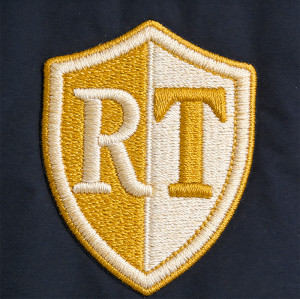 Men's Navy Puffer Jacket with Towel Embroidery | Patchwork and Stitch Design | Number Print Back | OEM Streetwear