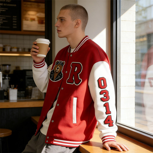 Custom Men's Fashion Jacket|Streetwear Varsity Jacket with Towel Embroidery| Custom Streetwear Manufacturer