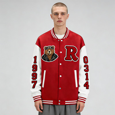 Custom Men's Fashion Jacket|Streetwear Varsity Jacket with Towel Embroidery| Custom Streetwear Manufacturer